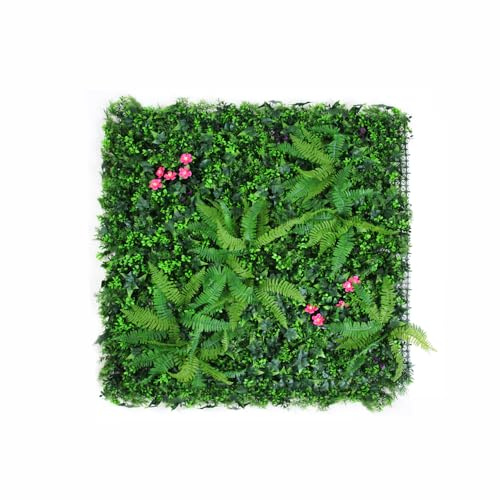Toima Jardín Vertical de 100x100 cm con Pequeña Flor Rosa, Panel Decorativo Artificial para Interior