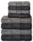 Komfortec 8er Handtuch Set aus 100% Baumwolle, 4 Badetücher 70x140 und 4 Handtücher 50x100 cm, Frottee, Weich, Towel, Groß, Anthrazit/Schwarz