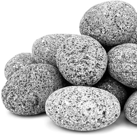 Pulovin 20 Pfund Lavasteine für Feuerstelle, 2-3 Zoll natürliche Vulkansteine für Indoor Outdoor Gaskamine, dekorativer Gartenstein für Outdoor-Landschaftsbau, Gehwege, Hof