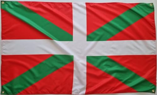 Bandera Pais Vasco, bandera Ikurriña,reforzada con 4 ojales,bandera vasca,150cm x 90 cm (Pais Vasco)