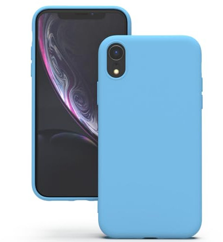 YATWIN für iPhone XR Hülle, Premium Silikon Handyhülle mit Kameraschutz, Seidig-Weicher Berühren Ultra Dünne Stoßfeste Kratzfeste Schutzhülle, Himmelblau