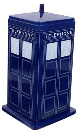 Amosfun Small Metal Cookie Tin, Telephone Booth Shaped Candy Container with Airtight Lid, Christmas Party Treat Box for Cookies, Chocolates, Small Presents