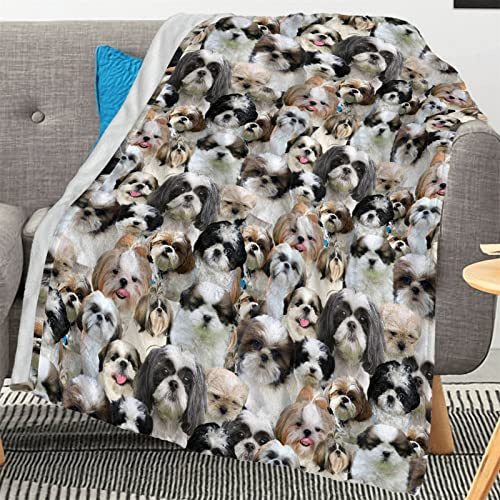 Kevcer Shih Tzu Polyester-Decke, 127 x 152,4 cm, lustiges Hundemotiv, moderate thermische Leistung, Jahreszeiten
