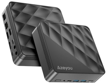 Azeyou Mini PC OS 11 Pro Kleiner PC mit N100 (Up to 3,4GHz), 16GB RAM 512GB M.2 SSD, Mini Computer 4K Ultra HD, Gigabit-Ethernet, 2X HDMI, 2X RJ45, WiFi 6, BT5.2, USB3.2, Alltagsgebrauch&Home Office
