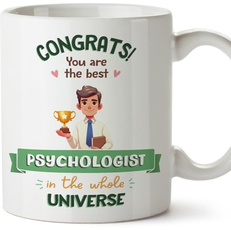 MUGFFINS Psychologist Man Mug - in English - Best in Universe Trophy - Funny Gift for Colleagues - Ceramic 11oz Mug