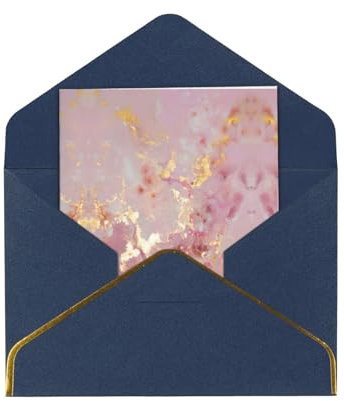 Biglietto di auguri con busta, motivo marmo rosa, con busta, interno bianco e busta