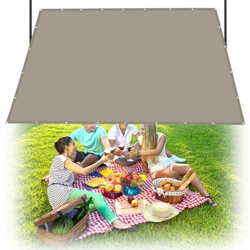 Telo Parasole, Tenda da Sole Balcone 150 x 600 cm Rettangolare, Pes Protezione 95% Uv, Impermeabile Tenda a Vela Parasole per Esterno, Giardino, Piscina, Cachi