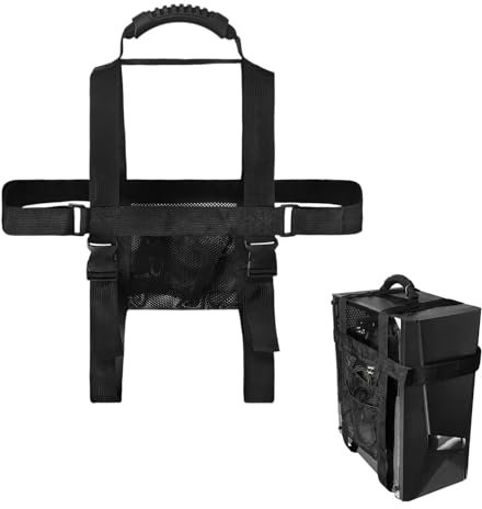 LIBANGRONG-888 CPU-Ständer PC-Tower-Tragegurt, Verstellbarer Desktop-PC-Gürtelhalter, Reisetragegurt mit Griff und Taschen Computer-Mid-Tower-Gehäuse