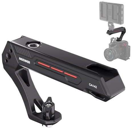 NEEWER BASIC Lightweight Camera Top Handle with 3/8 Locating Pin for ARRI, High Strength Cage Plastic Handle Grip w/ 1/4 3/8 Screw Holes & Cold Shoe Mounts for Video Light Mic, Max Load 22lb, CA142