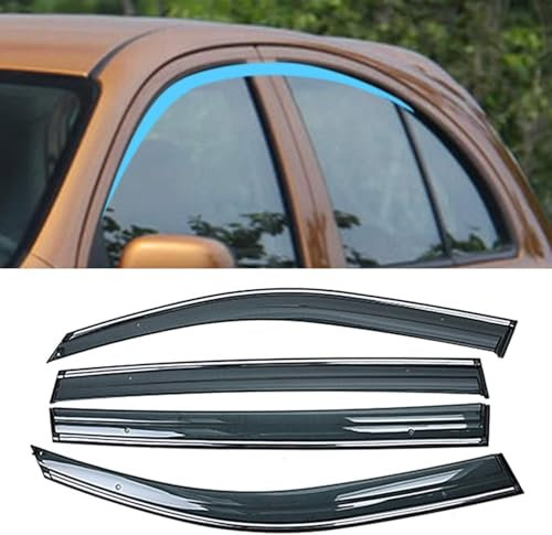 WzFacai6 Auto Windabweiser Regenabweiser für Nissan March Micra K13 2010-2017,Vorne Hinten Seitenfenster Beschlagfrei Beschattung Langlebiger Fenster ZubehöR.