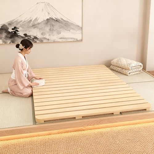 RAUMPA Foldable Floor Bed Frame, Japanese Tatami Bed Frame Full Size
