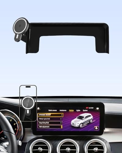 PZK Support de téléphone de voiture pour Mercedes-Benz Classe GLC 2020 2021 2022/Classe C 2019 2020 2021 Accessoires Écran de 10,25 pouces Support de téléphone de voiture magnétique 15 W Chargeur sans