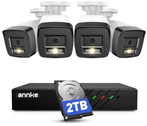 ANNKE 3K PoE CCTV Security System, 4 Camera Kit with 2TB HDD & 4K 8CH NVR | AI Person & Vehicle Detection, Red & Blue Warning Lights, Siren & 2-Way Audio, Colour Night Vision, 24/7 Recording