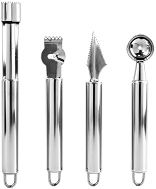 4 PCS Descorazonador de Frutas, Cuchara Vaciadora de Acero Inoxidable, para Manzanas, Excavación Y Tallado de Frutas, Adecuada para Ensaladas de Frutas, Bolas de Melón Y Trabajos DIY En Cocina