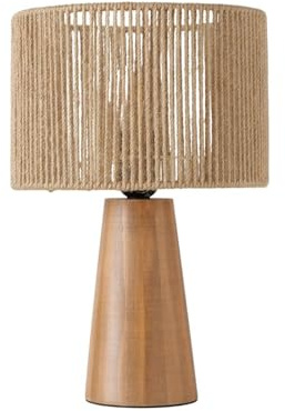 Boltze Home Lampe de table design en bois - Éclairage d'ambiance - Diamètre : 22,5 cm - Marron.