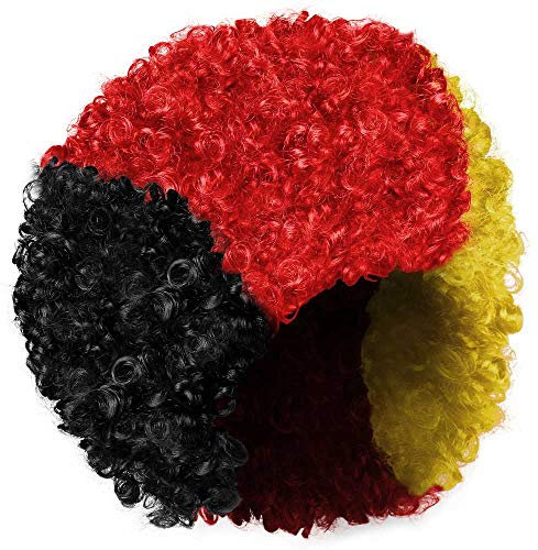 Ciffre Fasching Masken Perücken Afro Rasta Reggae Africa Crazy 60 80 Hippie Hippi Locken - Schwarz Gelb Rot