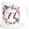 MoonWorks Geburtstags-Tasse 77 siebenundsiebzig Geschenk-Tasse Kaffee-Tasse Blumen Blüten Blumenkranz weiß Unisize