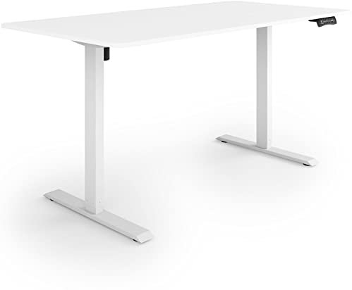 ESMART Germany ETX-121WW 160x80cm Weiß Ergonomischer Steh-Sitz-Schreibtisch Stufenlos elektrisch höhenverstellbar 73,5-123,5cm 3X Memory Aktivitätserinnerung Soft-Start/Stopp Schnelle Montage