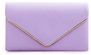 LeahWard Women's Faux Leather Flap Clutch Bags Wedding Party Handbags For Women (Lilac)