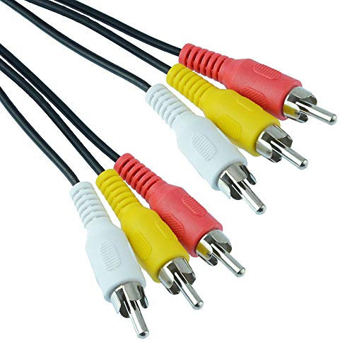 Triple RCA Male Phono Plug to Male Phono Plugs - AV Audio Visual Video Cable Lead with Yellow White & Red Plugs (LENGTH 1M)