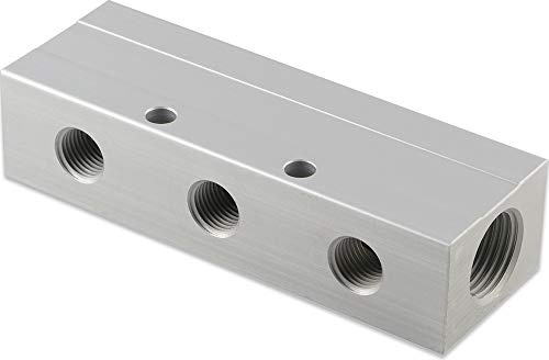 Fittingteile - Aluminium Verteilerleiste Verteilerblock Druckluft Wasser Fittinge (3x Abgänge - G 1/4 - 2 Eingang - G 3/8)