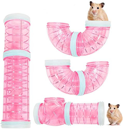 8PCS Röhren Für Den Tunnel Hamster, DIY Hamster Cage Tube Hamster Spielzeug Hamster Cage Tubes Tunnel für Kleine Tierkäfig Externe Zubehör （Rosa）