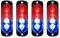 4pcs-4LEDS Emergencia Peligro Estroboscópico Intermitente Luz Barra de luz-Universal para 12-24V Coche Vehículo Camión Remolque Caravana Motocicleta Van (rojo+azul)