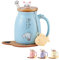Geschenke für Frauen Katzen Tasse Süße Keramik Kaffeetasse mit deckel Edelstahl Löffel Lustige Weihnachten Geschenke Neuheit Morgen Cup Tee Milch Teetasse mit Deckel und Sieb 380ML