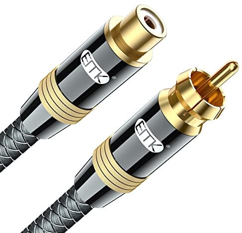 EMK Digitales Koaxialkabel, SPDIF Kabel, Cinch Stecker auf Buchse, 3 m, doppelt geschirmt & vergoldet - Für Subwoofer, AV-Receiver, DAC
