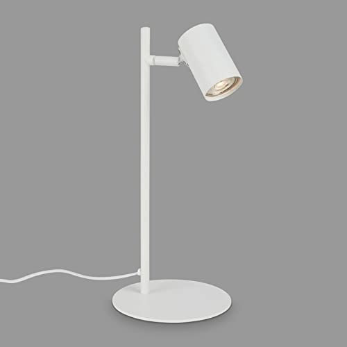 BRILONER Leuchten - Tischlampe verstellbar, Tischleuchte schwenkbar, Schreibtischlampe, Kabelschalter, 1x GU10 Fassung max. 9 Watt, Weiß, 38,5 cm, 7408-016