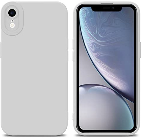 Cadorabo Hülle kompatibel mit Apple iPhone XR Schutzhülle TPU Silikon Case Liquid Design mit Kameraschutz Slim Kratzfest Weiche Gummi mit Rundumschutz Case Hülle für iPhone XR in Weiß