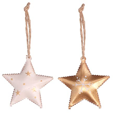 Vacchetti Giuseppe Confezione 8 addobbi a stella color bianco e oro in metallo, 6195740000