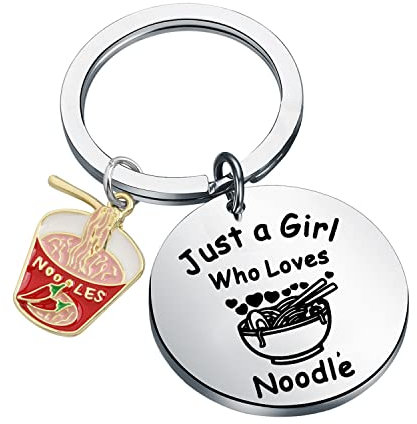 UJIMS Ramen Noodles Keychain Noodle Lover Gift for Women Just a Girl Who Loves Noodle Food Themed Gift, Noodles Keychain