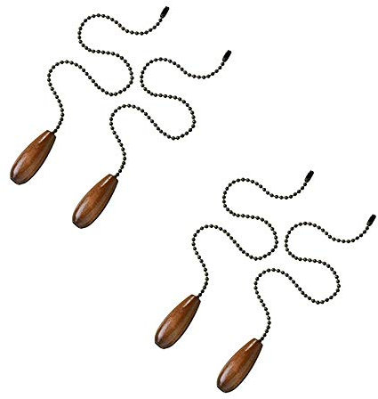 Huusuei 4 StüCk Decken Ventilator Kette Zieht Holzzugkette VerläNgerungszugkette für Decken Leuchte LampenlüFterkette (Walnussfarbe)