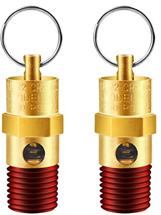 LSTOPGO 2 válvulas de alivio de presión de compresor de aire NPT macho de 1/4 pulgadas 200 PSI válvula de seguridad de latón válvula de retención de compresor de aire