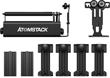 Bisofice Atomstack R3 Pro Rotary Roller Laser Rotationswalze für Lasergravierer, 360° Y Achsen Rotationswalzen Gravur für Laser Graviermaschine, Gravieren von Zylindrischen Objekten, Weinglas