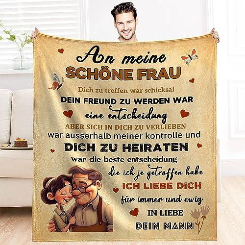 Hochzeitstag geschenke für frauen,Geschenk für Meine Frau,Ehefrau Jubiläumsgeschenk Hochzeitstag Geburtstagsgeschenk Valentinstagsdecke Flauschige Geschenkdecke Ehemann Senden Ehefrau,130x150cm