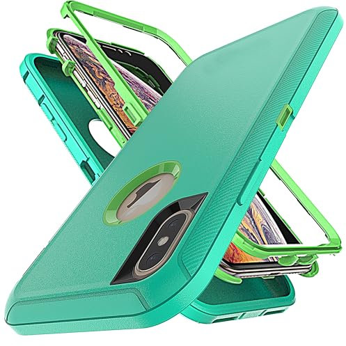 YmhxcY for iPhone XS/iPhone X Case Shockproof Dropproof Dust-Proof Drop Proof 3-Layer Durable Phone Case Heavy Duty Protection Phone Case Cover for Apple iPhone X/iPhone XS 5.8-Green/Lime Green