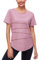 Terecey Sport T-Shirt Damen Fitness Yoga Shirt Damen Sport Shirt Rundhalsausschnitt Funktionsshirt Kurzarm Sport Oberteile für Gym Tennis Rot M