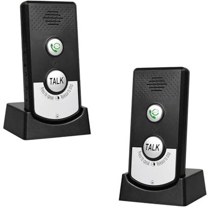 Pumwoy Sonnette D'interphone Vocal 1000M, Interphone Vocal Sans Fil, Interphone Vocal à 2 Voies, Unité De Système De Sonnette D'interphone, Interphone sans Fil à Très Longue Portée (Noir)