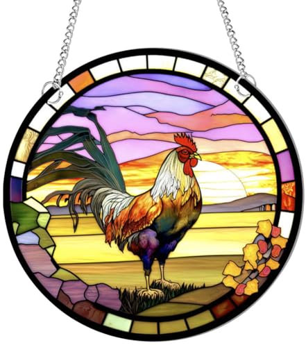 Hahn, Acryl-Fensterdekoration, gebeizte Huhn-Sonnenfänger für Fenster, Terrasse, Wand, Haus und Garten