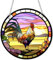 Hahn, Acryl-Fensterdekoration, gebeizte Huhn-Sonnenfänger für Fenster, Terrasse, Wand, Haus und Garten