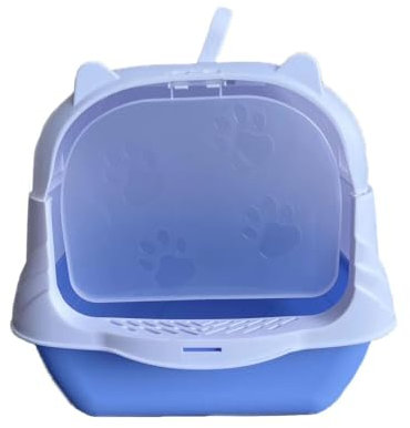 De Bishops, Cat Litter Box, Large Cat Litter Tray, With Hood, Plastic (PP) BPA -Free, Scoop, L51 x W37 x H36 cm, DBCL-14, (BLUE)