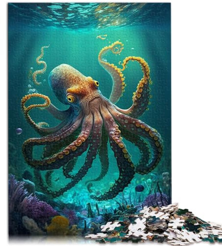 Puzzles Geschenk Der Oktopus Puzzles für Erwachsene 1000-teiliges Holzpuzzle Puzzles für Spielzeug Puzzles Lernspiele Stressabbauende Puzzles (50x75cm)