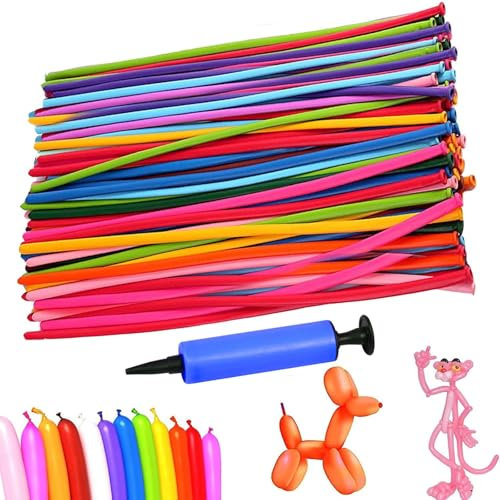 Modellier Luftballon, 50/100/200 pcs Lange Bunte Ballons mit Luftpumpe,Modeling Balloons Long Magic,Bunt Modellierballons Für Geburtstage Veranstaltungen Dekoration,Partys,Hochzeiten Zauberballons(50)