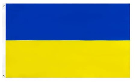 Hrlace Große Flagge für 2024 Sportveranstaltungen Euro 24 Länder 90 x 150 cm für EM Deko 100% Polyester mit Messing-Ösen Premium Wetterfeste Flaggen für Draußen und Drinnen, 1 Stück Ukraine