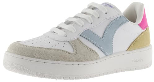 Victoria Basket Basse Madrid Effet Cuir & Pièces Multicolores en Croûte De Cuir 1258246 pour Femme Fucsia 38