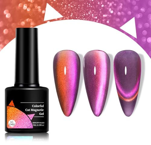 Cat Eye Gel Nail Polish, Double Illusion Glitter Cat Eye Gel Nail Polish, Cat Eye Magnet Gel Nail Polish, Sparkle Glitter Gel Nail Polish Soak Off UV Led Gel Nail Polish Home DIY Manicure (CM02)