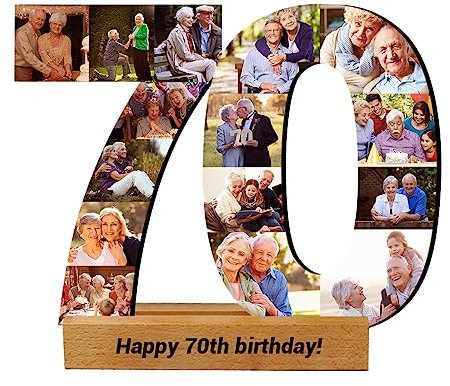 Jumping Birthstone Personalisierte 1-99 Nummer 70Th Geburtstag Jubiläum Foto Collage Rahmen, Benutzerdefinierte Nummerierte Bild Collage Rahmen Geschenk Für 50Th 60Th 70Th 80Th Geburtstag