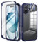 seacosmo for iPhone 16 Case, Full-Body Shockproof Case [Built-in Glass Screen Protector] [Camera Lens Protector] 360° Front and Back Cover for iPhone 16 6.1 Inch - Blue/Clear